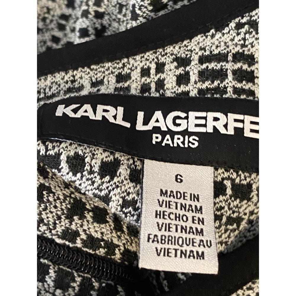 Karl Lagerfeld Paris Tweed Knit Pearl Button Flare Dress - Size 6 - Picture 5 of 7